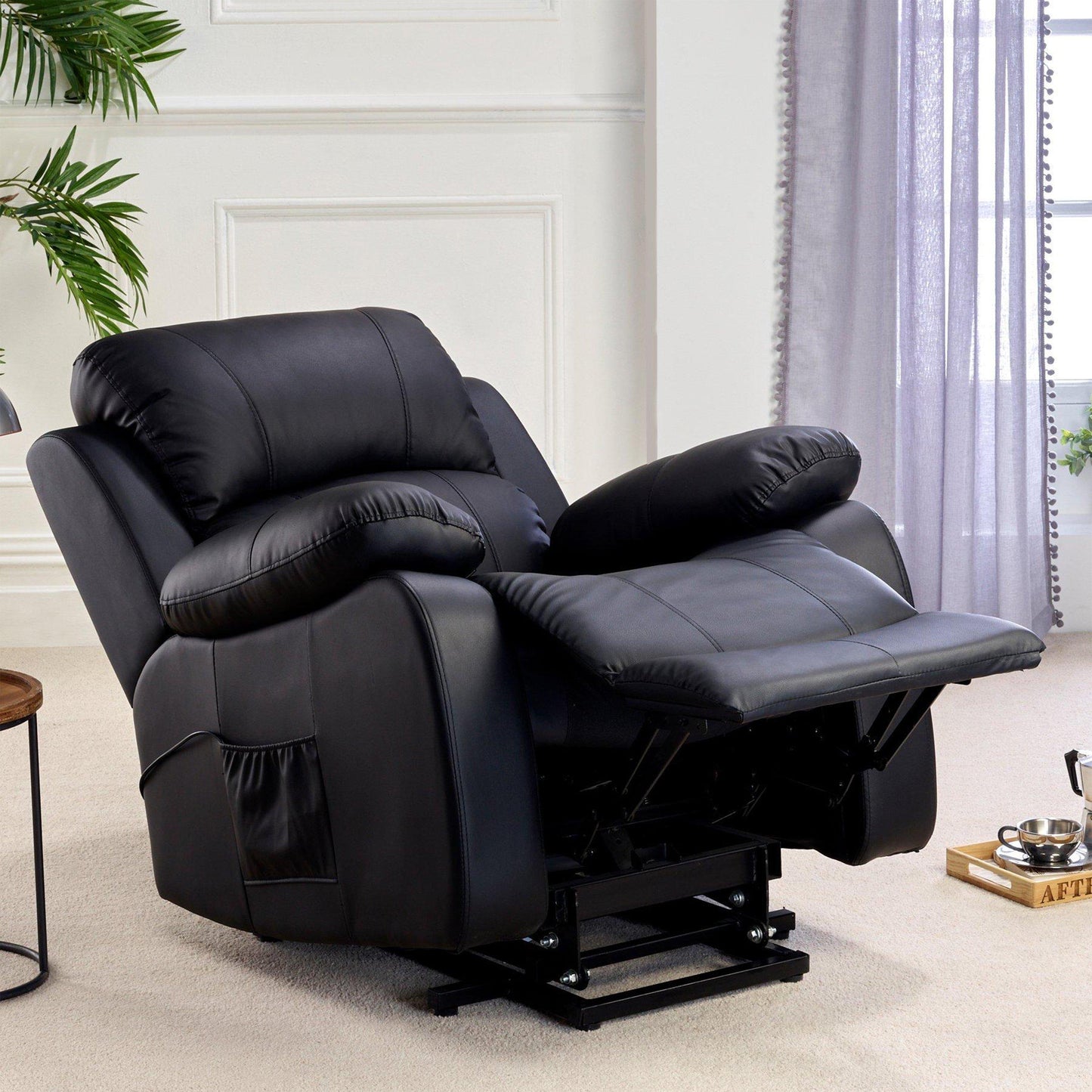 Grey Faux Leather Electric Rise Recliner