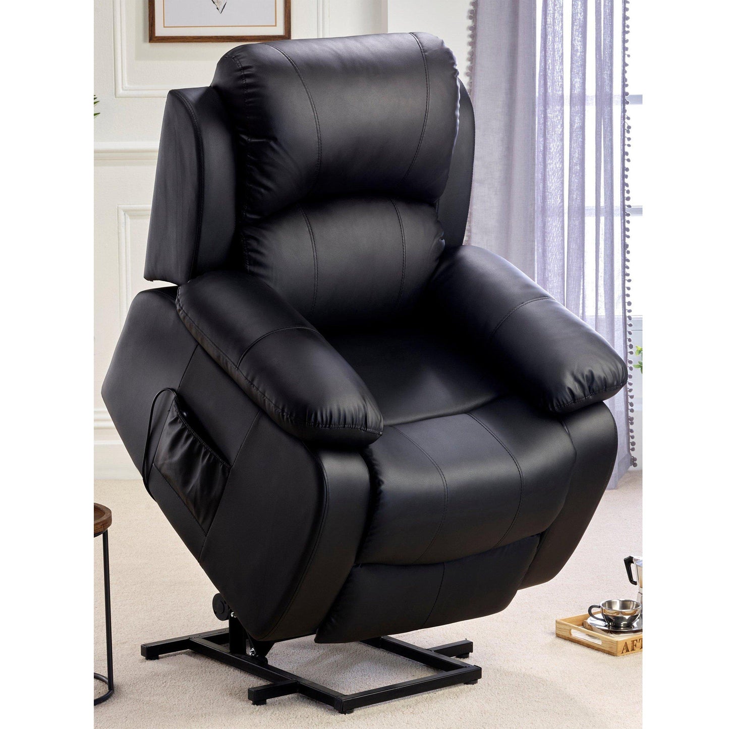 Grey Faux Leather Electric Rise Recliner