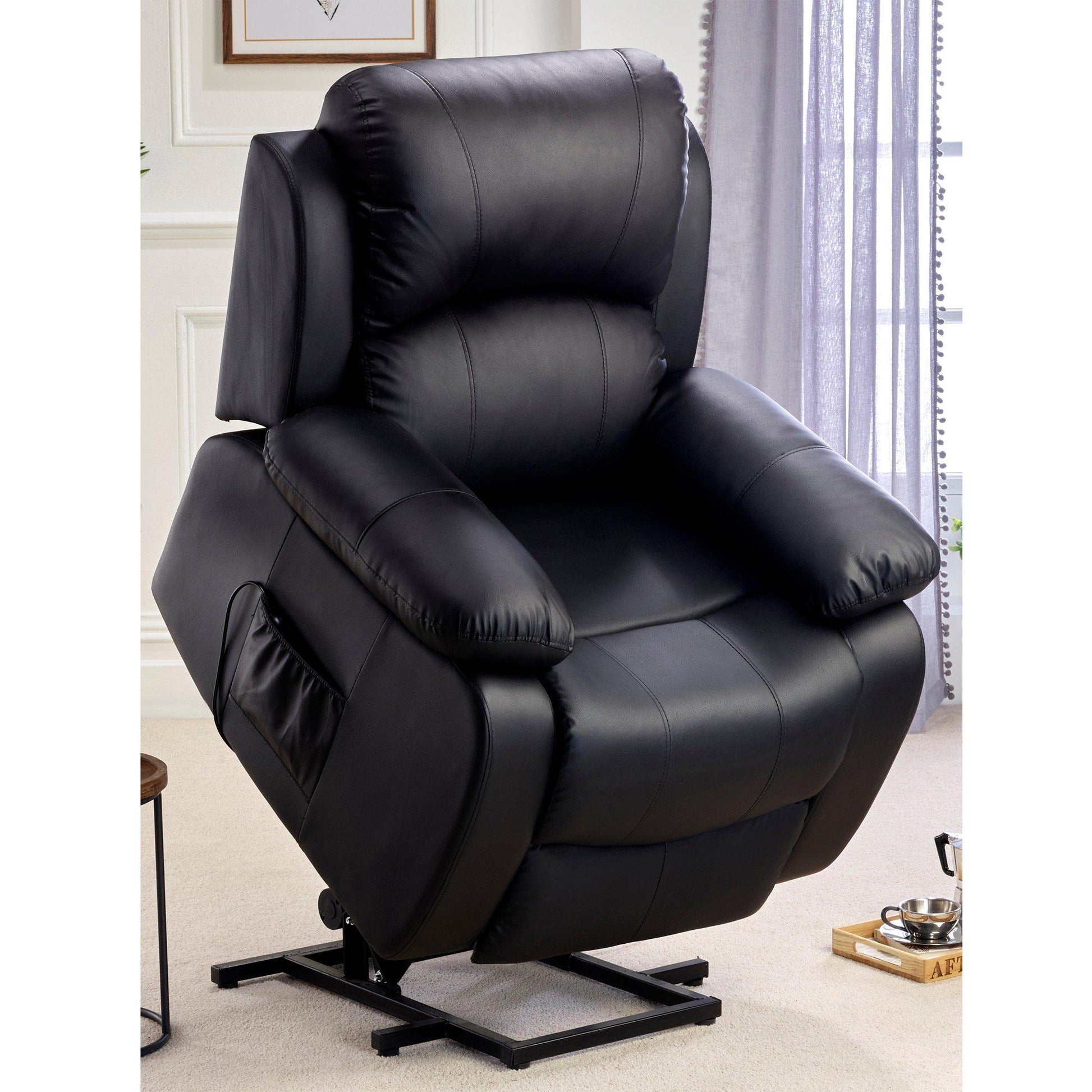 Grey Faux Leather Electric Rise Recliner