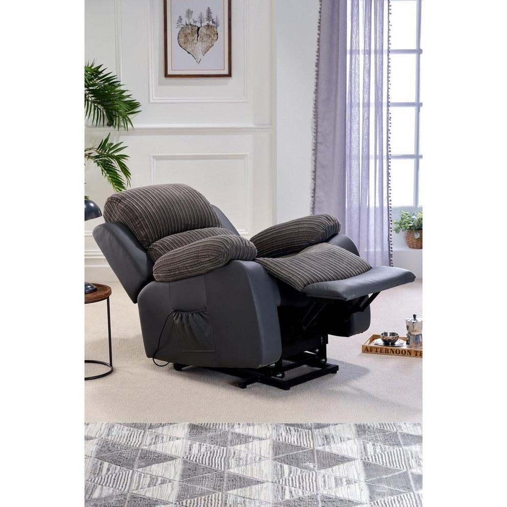 Canterbury Cord/Faux Leather Electric Rise Recliner