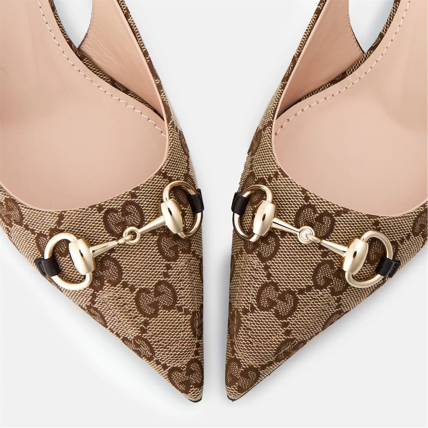Women's Motif Canvas Horsebit Sling Pumps