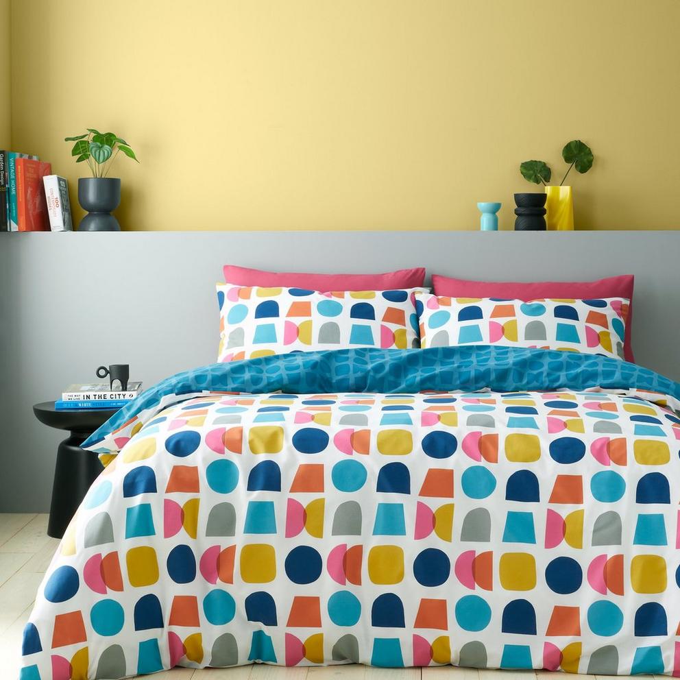 Connect Geo Reversible Duvet Cover Set Teal