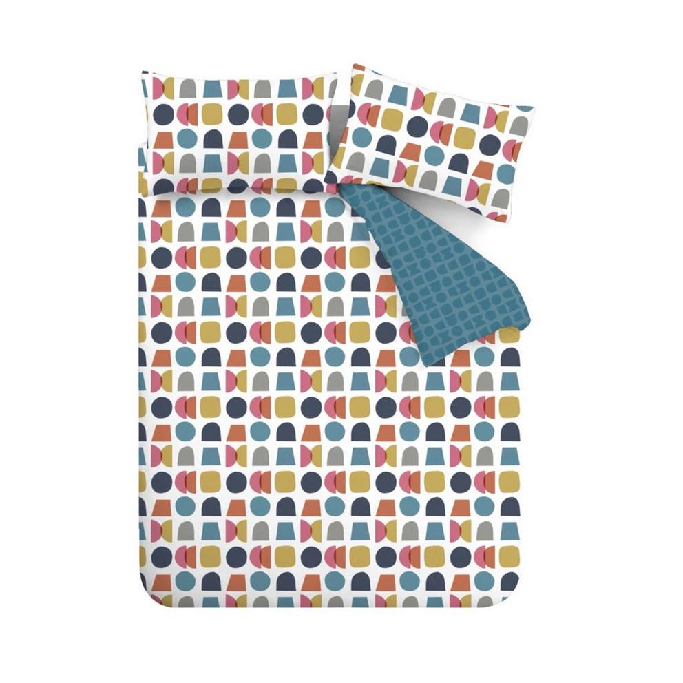 Connect Geo Reversible Duvet Cover Set Teal