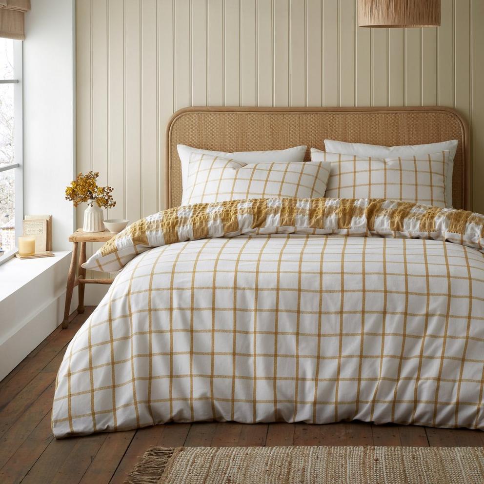 Brushed Seersucker Gingham Duvet Cover Set