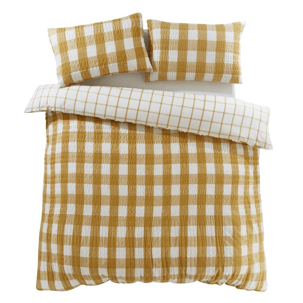 Brushed Seersucker Gingham Duvet Cover Set