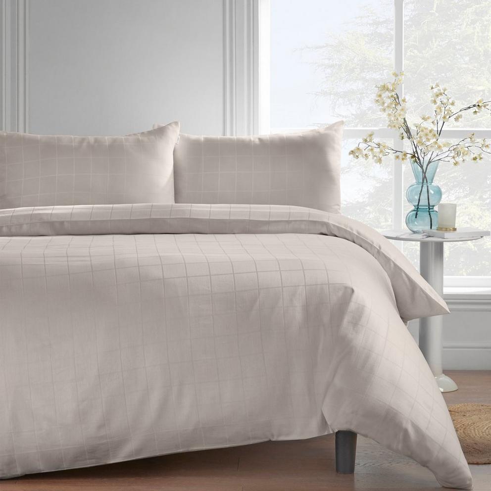 300TC Cotton Rich Woven Check Duvet Cover Set