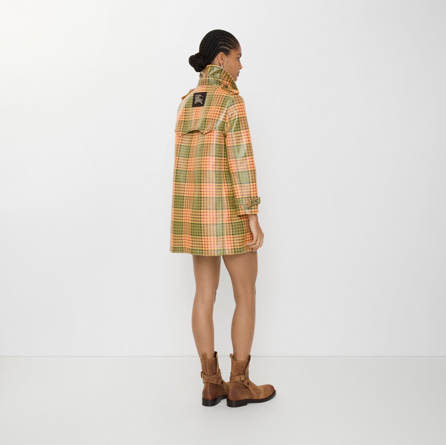 Short Check Coated Raffia-effect Summerside Trench Coat