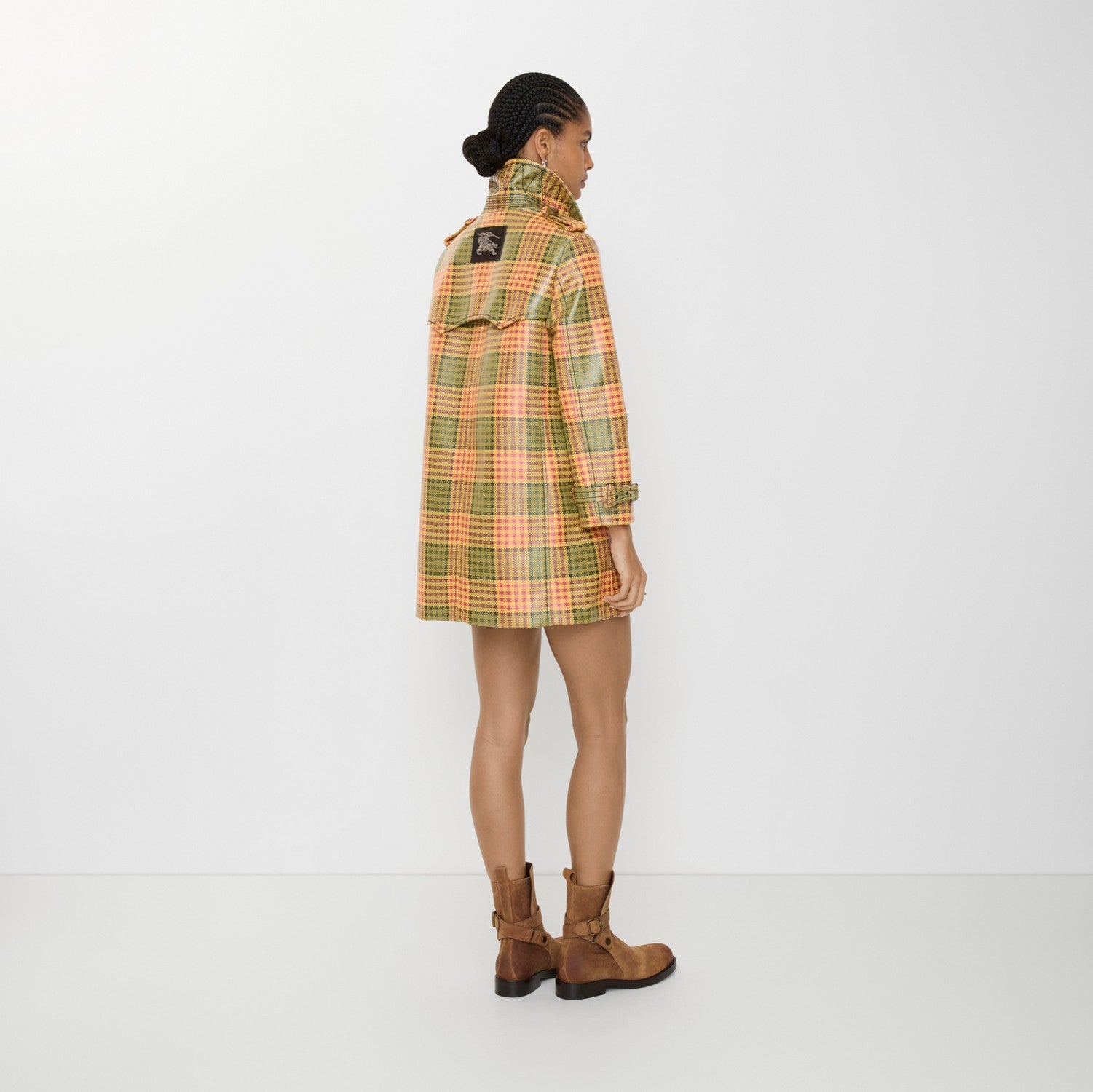 Short Check Coated Raffia-effect Summerside Trench Coat