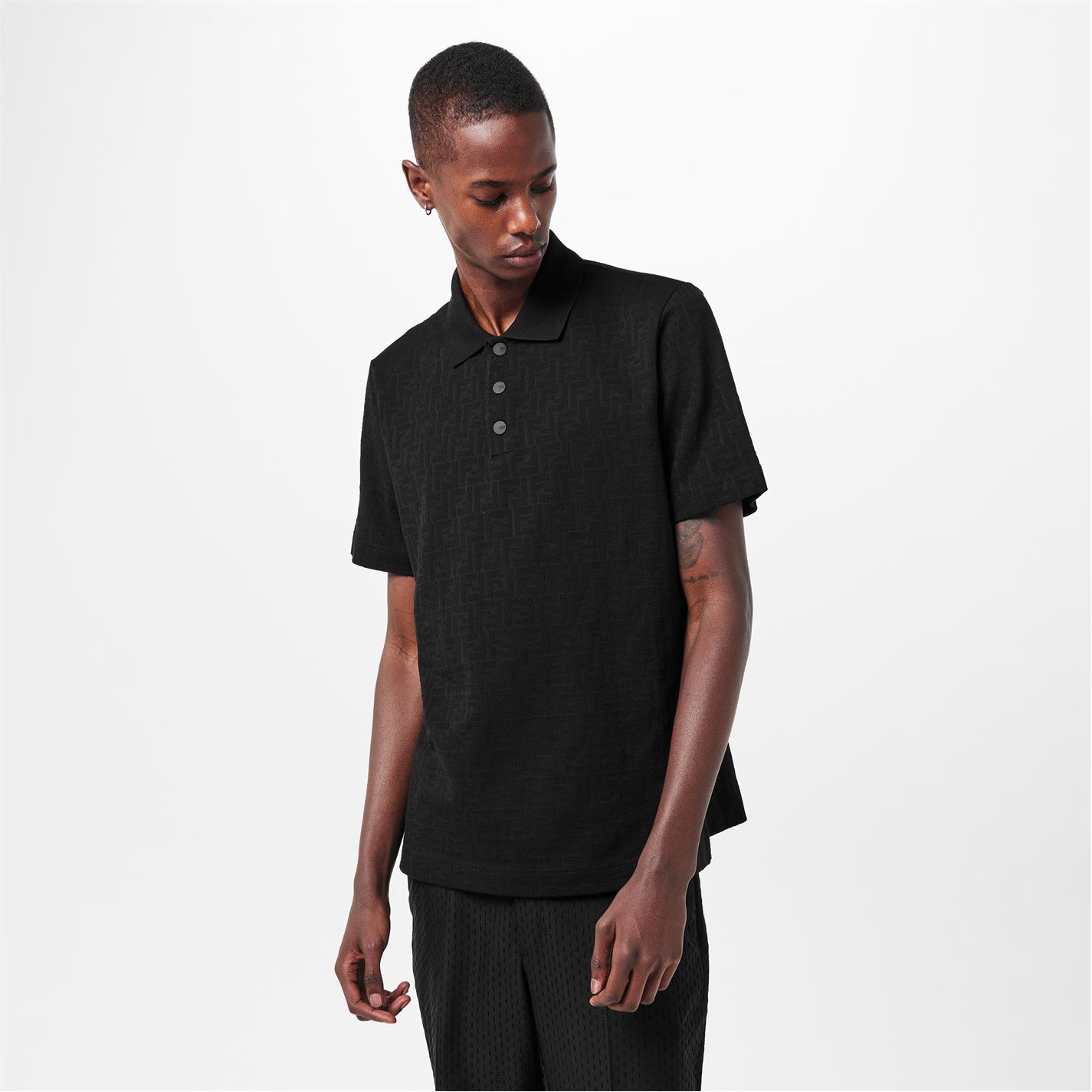 Mens Monogram FF Short Sleeve Polo