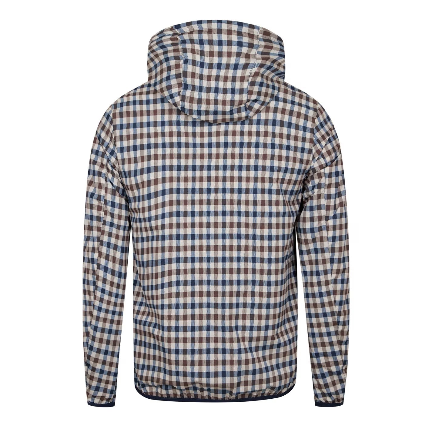 Men's Reversible Check Hooded Long Sleeve Rain Anorak