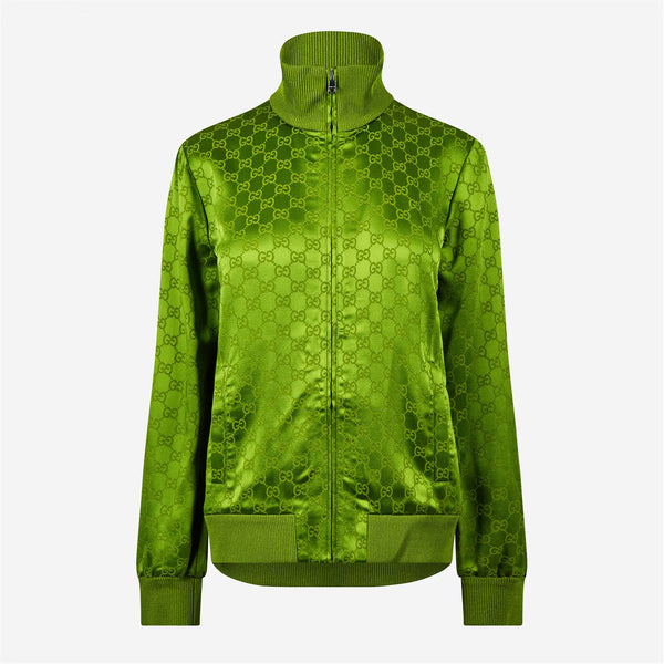 Women's Jacquard GG Viscose Funnel Neck Long Sleeve Bomber Jacket