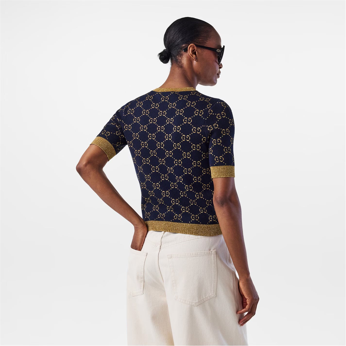 Women's Logo Cotton GG Lamé Top