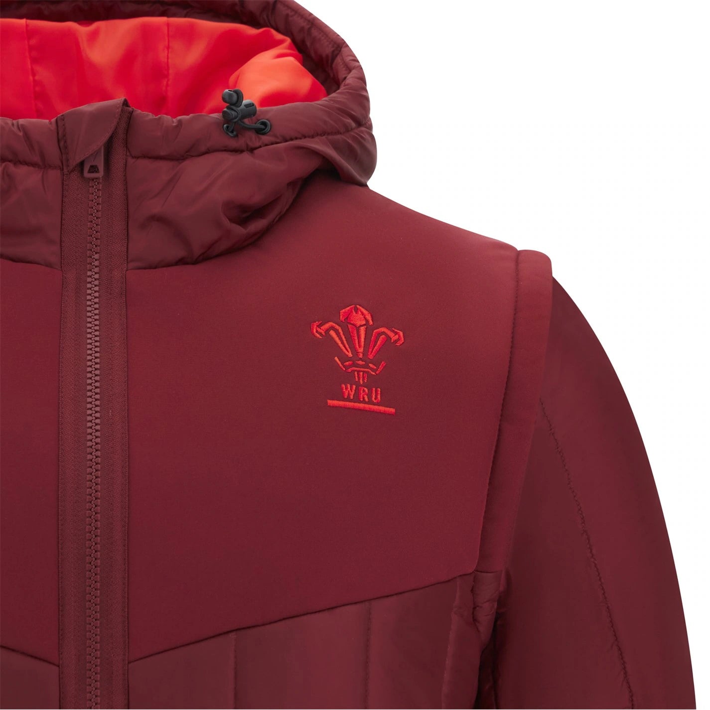 Macron Men's Wales Rugby 2025 Full Zip Hooded Long Sleeve Bomber Jacket