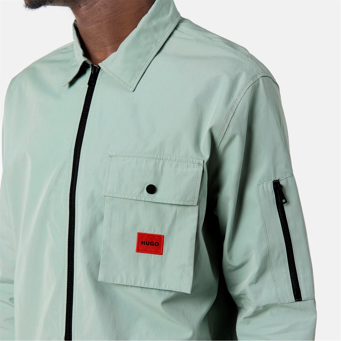 Men's Emmond Red Cotton Long Sleeve Zip Overshirt