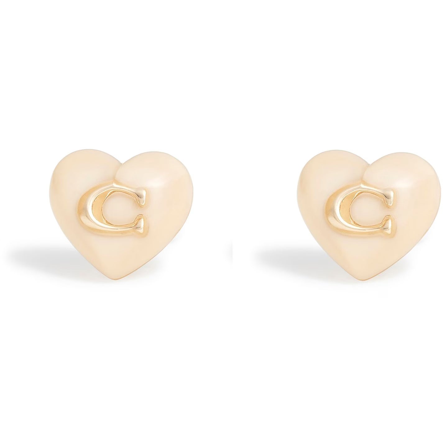 Women's Heart Pearl Gold Stud Earrings