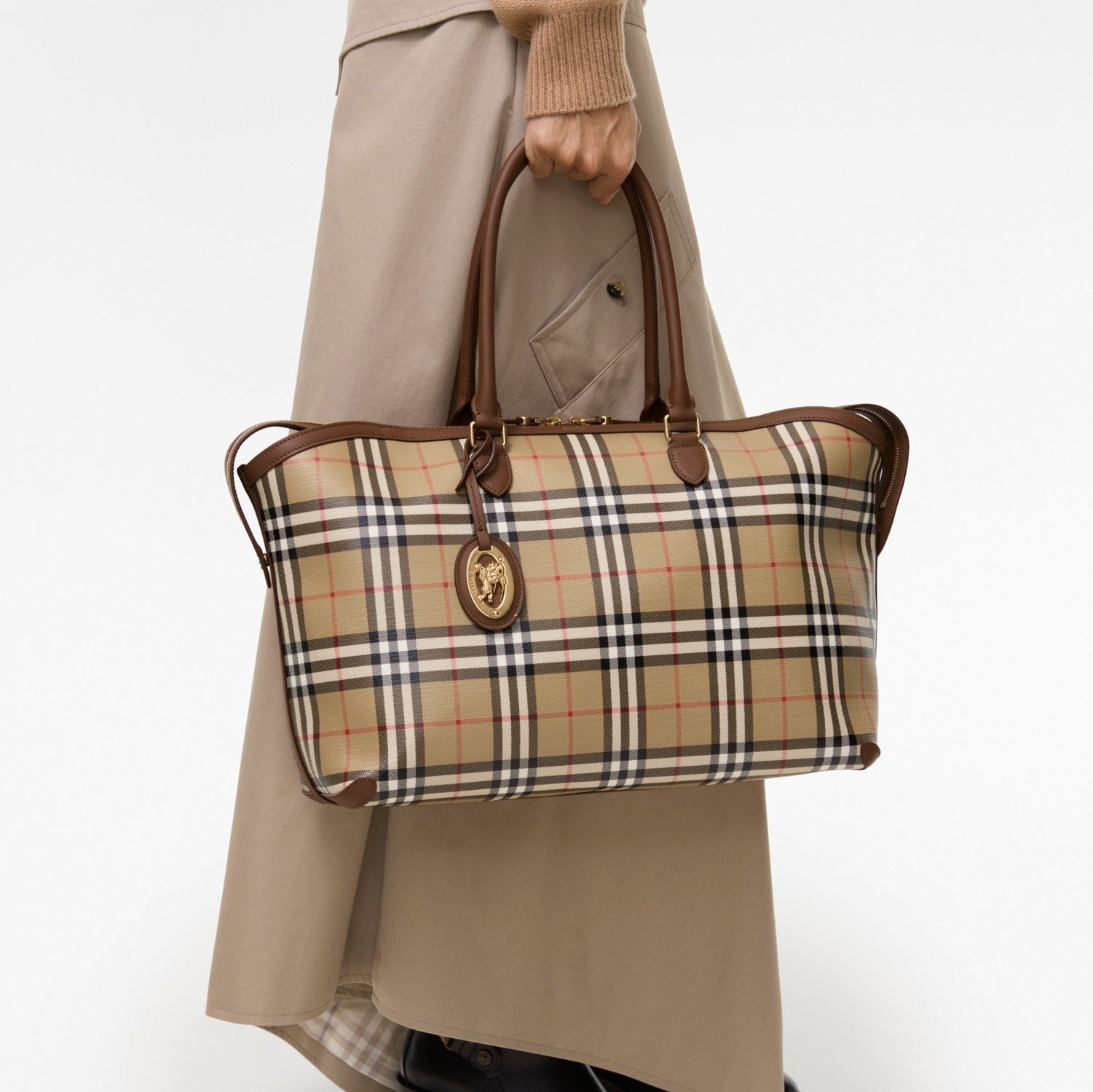 Medium Check Zip Tote