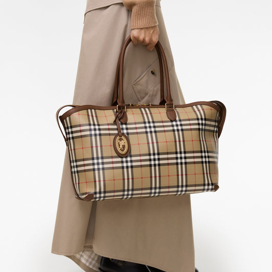 Medium Check Zip Tote
