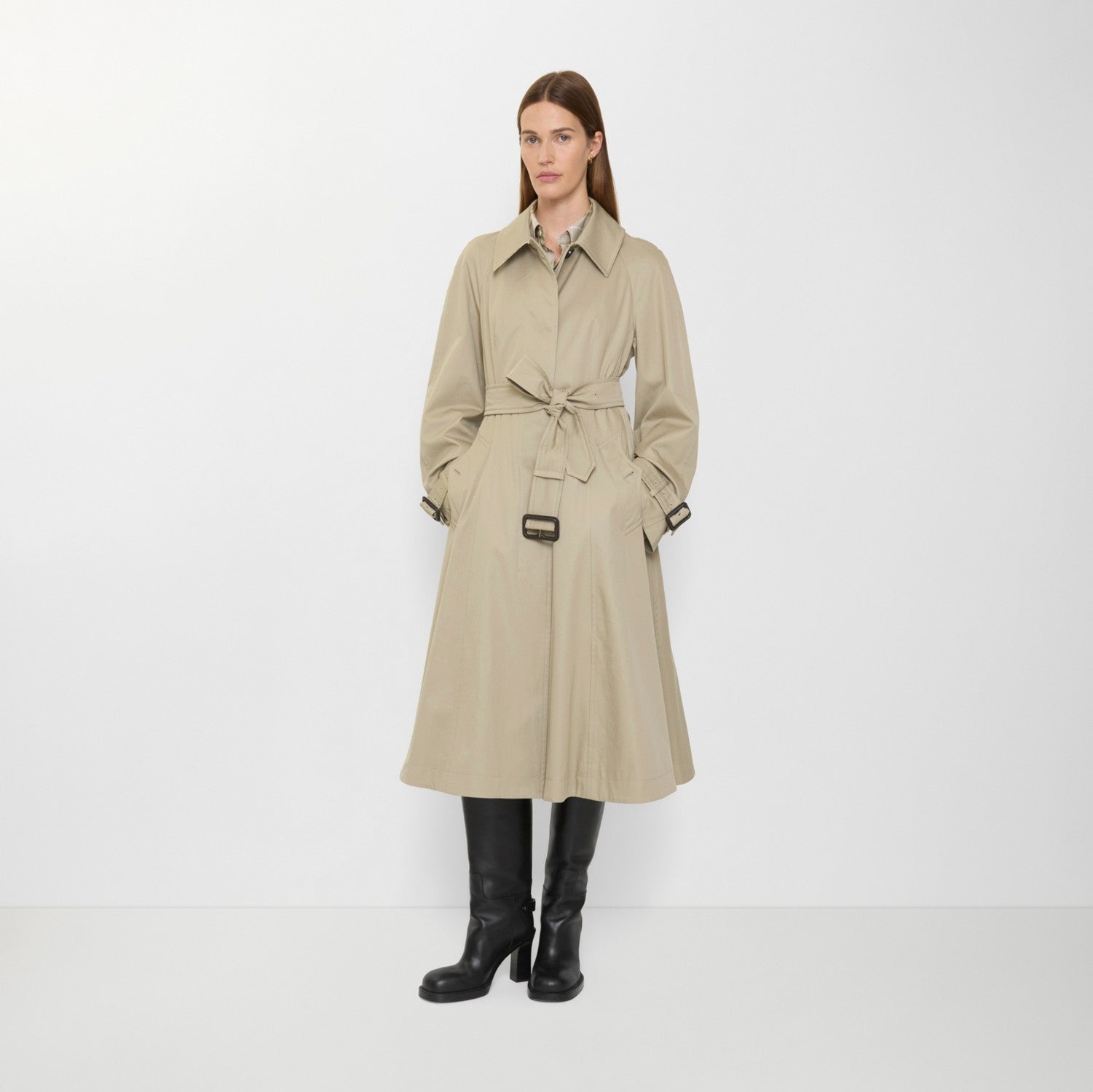 Long Gabardine Ellingham Fit-and-flare Car Coat