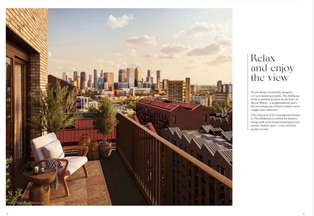 Heron Wharf — New Build 1-2-3 Bedroom Homes — Wellness Amenities — Zone 2 and 3 Canary Wharf London