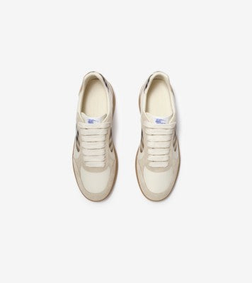 Leather, Suede and Check Terrace Sneakers