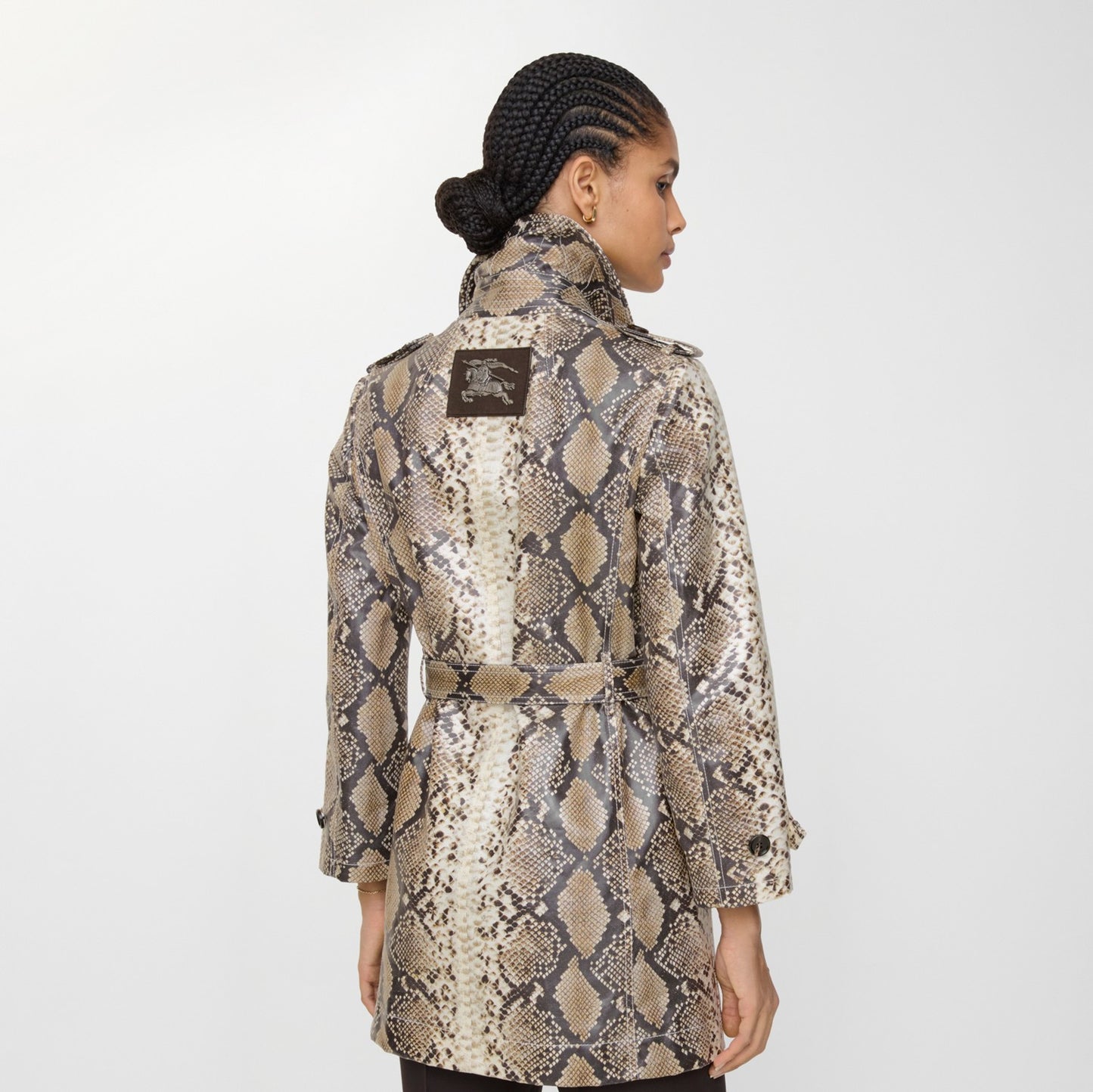 Short Python Print Coated Cotton Stonehaven Car Coat