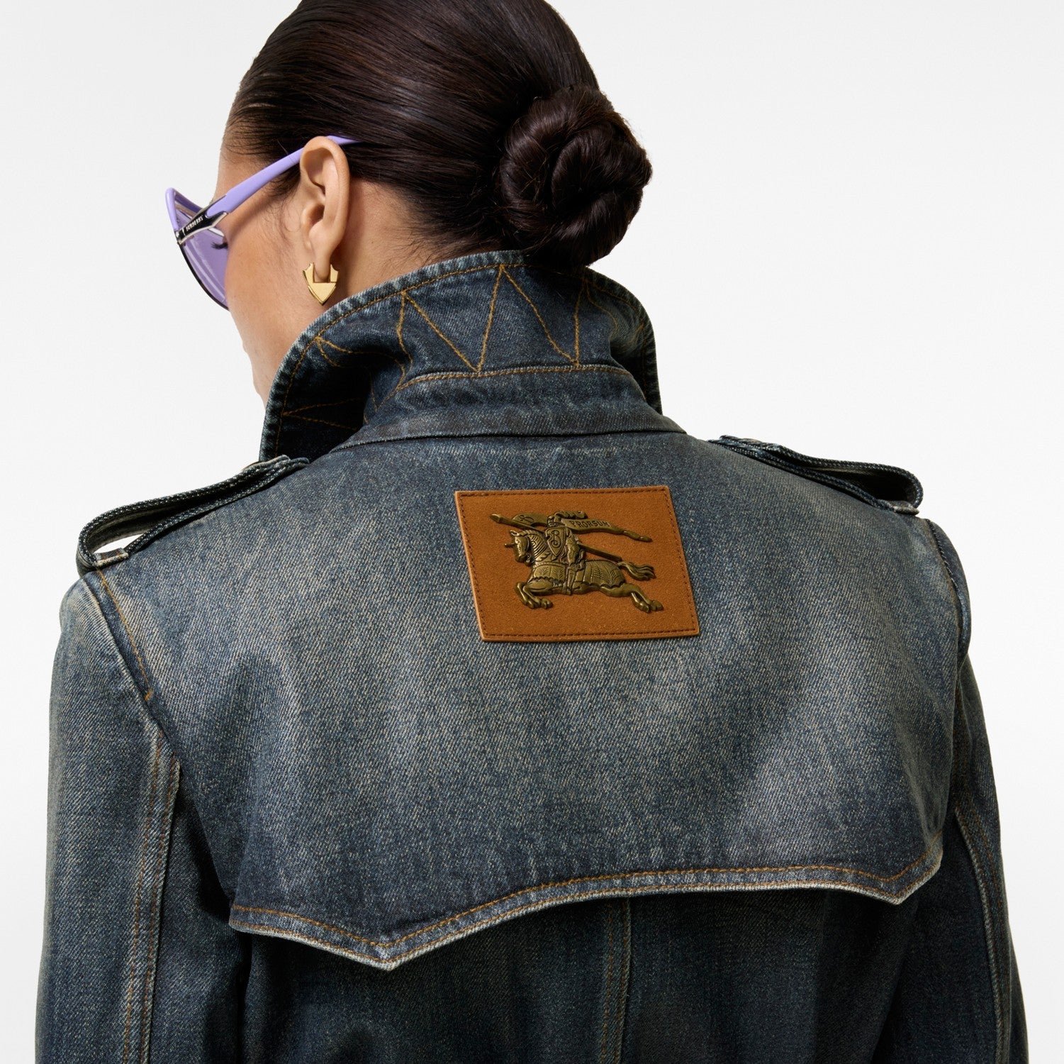 Short Coated Denim Trench Coat
