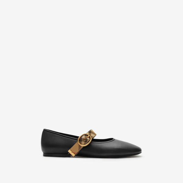 Check Strap Leather Robin Ballerinas