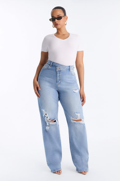 Tall Iconic Crossover Straight Leg Jeans - Light Wash