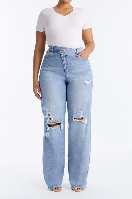 Tall Iconic Crossover Straight Leg Jeans - Light Wash