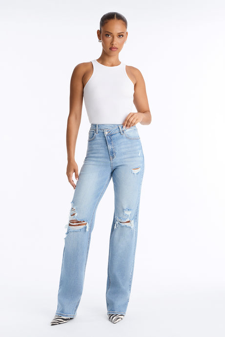 Tall Iconic Crossover Straight Leg Jeans - Light Wash