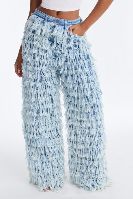 Cloud 9 Premium Fringe Wide Leg Jeans