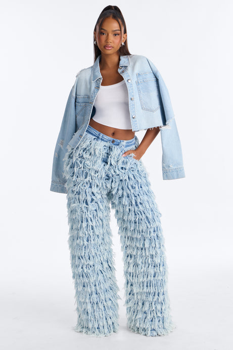 Cloud 9 Premium Fringe Wide Leg Jeans