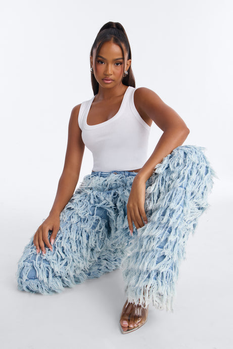 Cloud 9 Premium Fringe Wide Leg Jeans