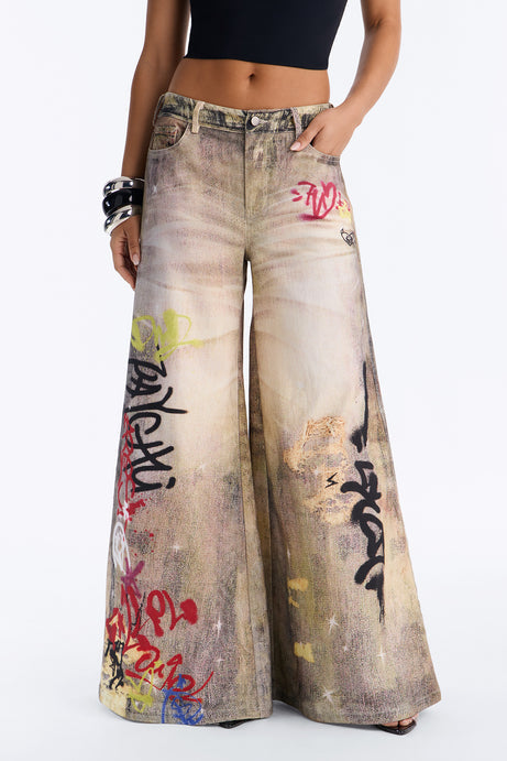 Victoria Graffiti Wide Leg Pant
