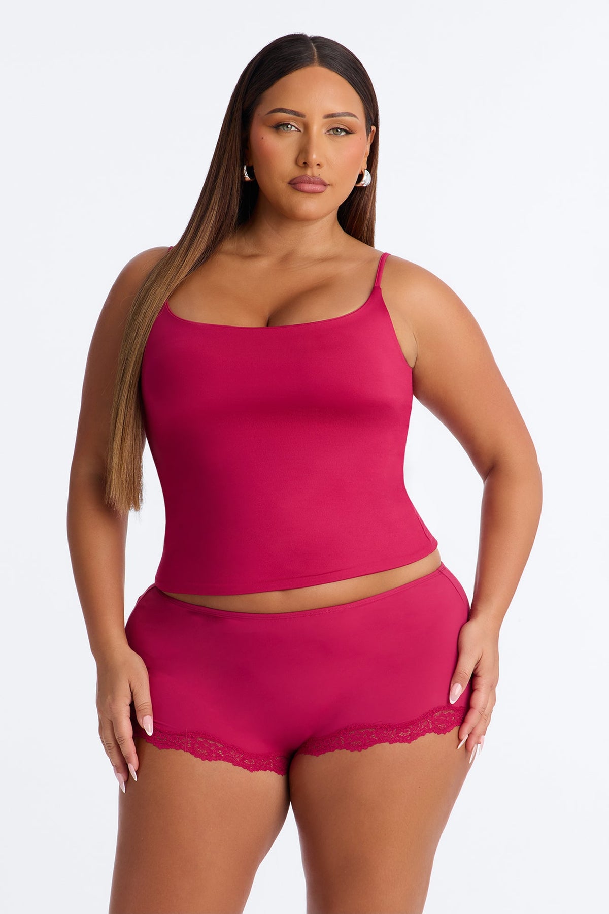 Contour Double Lined Cami Top - Raspberry