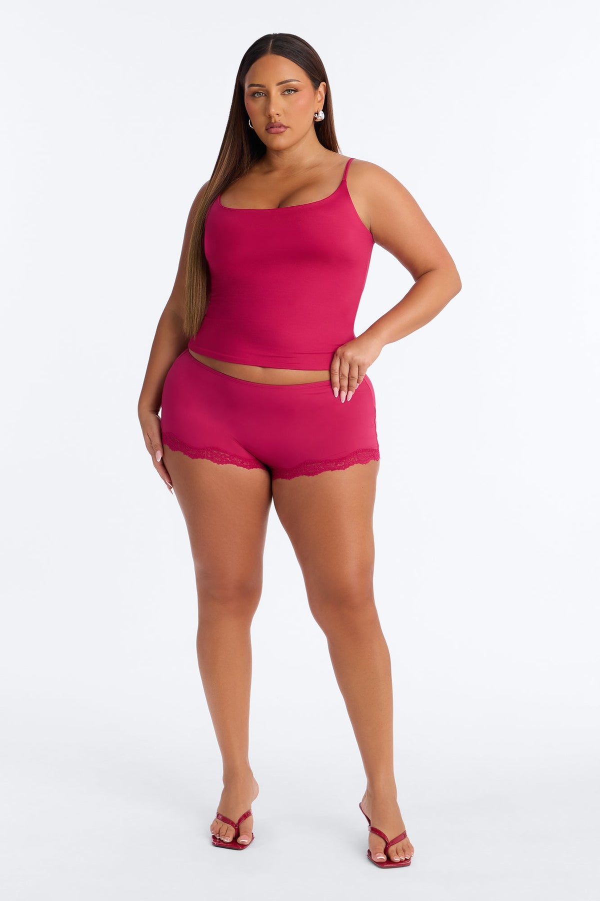 Contour Double Lined Cami Top - Raspberry