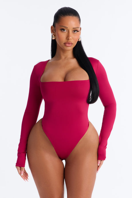 Contour Double Lined Long Sleeve Square Neck Bodysuit