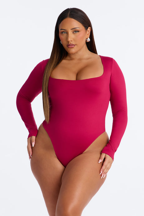 Contour Double Lined Long Sleeve Square Neck Bodysuit