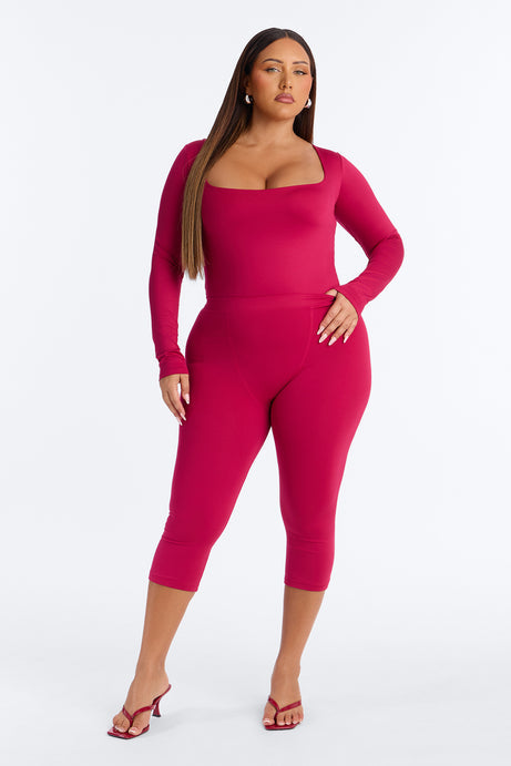 Contour Double Lined Long Sleeve Square Neck Bodysuit