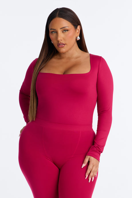 Contour Double Lined Long Sleeve Square Neck Bodysuit