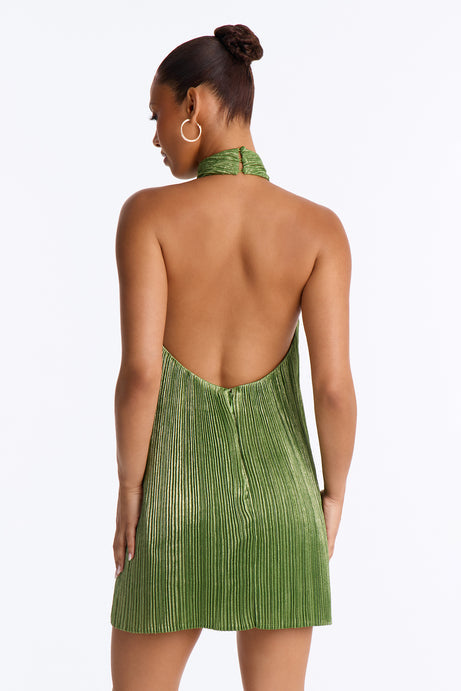 Pop Off Pleated Metallic Mini Dress