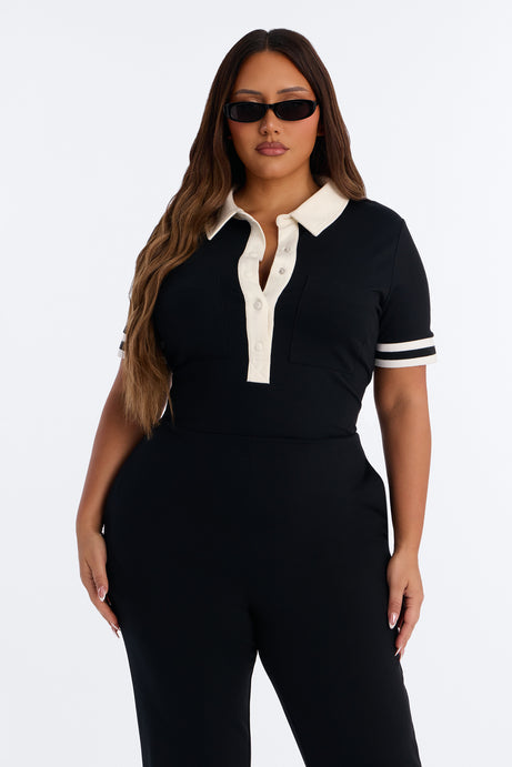 Dianna Ponte Flare Jumpsuit - Black