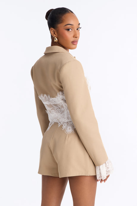 Pretty Sharp Lace Corset Blazer Skort Set