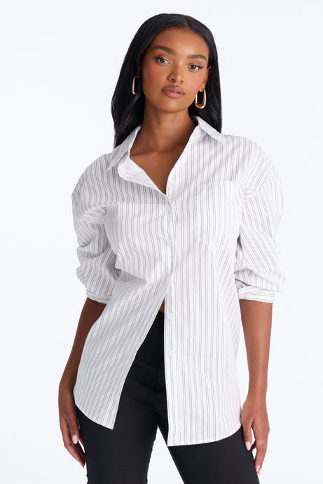 Street Cool Oversized Pinstripe Shirt