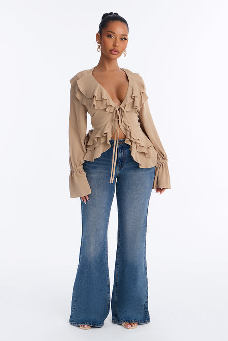 Summer Crush Ruffle Tie Front Flyaway Top