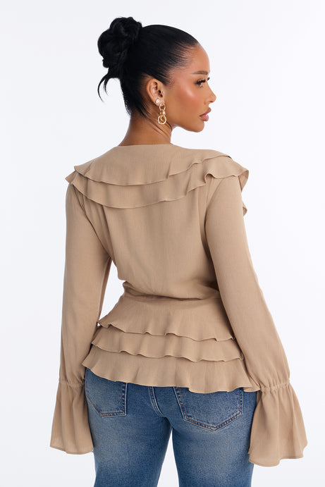 Summer Crush Ruffle Tie Front Flyaway Top