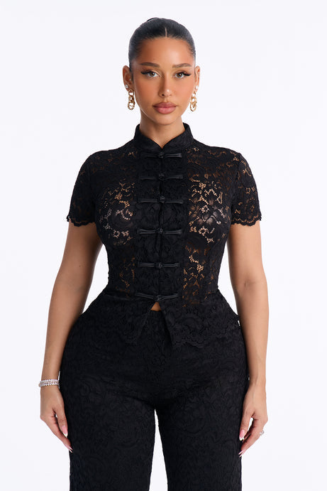 Le Fleur Lace Short Sleeve Pant Set