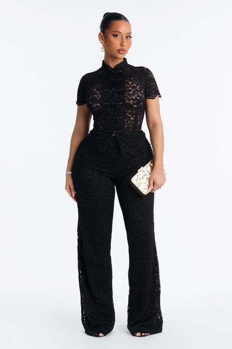 Le Fleur Lace Short Sleeve Pant Set