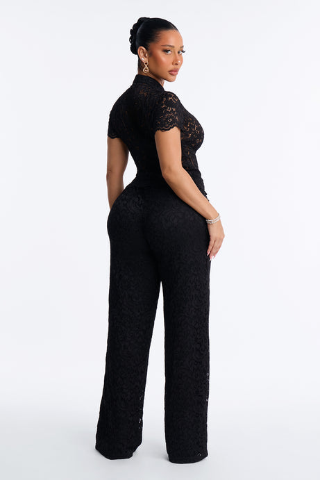 Le Fleur Lace Short Sleeve Pant Set