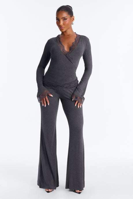Danielle Lace Trim Wrap Pant Set